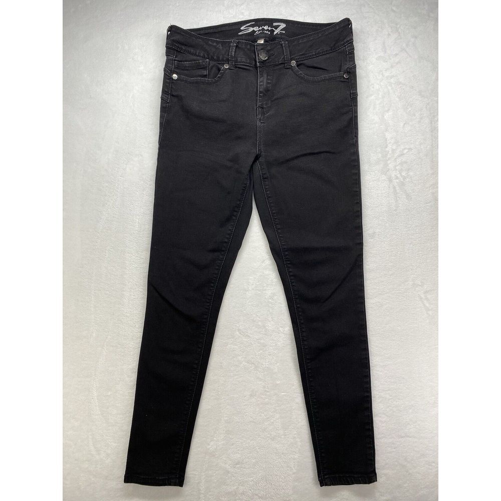 Seven7 Womens Size 12 Fawn Black Mid Rise Legging booty shaper Skinny Leg Jeans